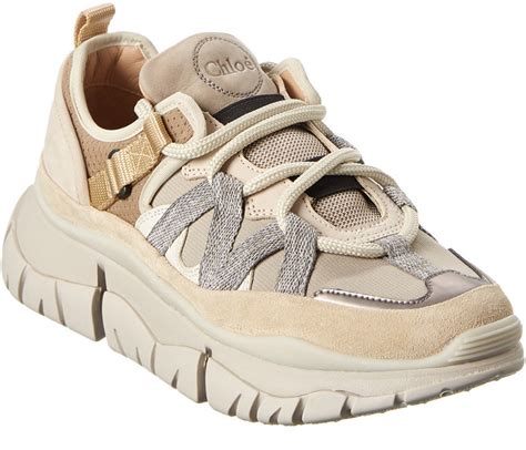 chloe blake leather & suede low top